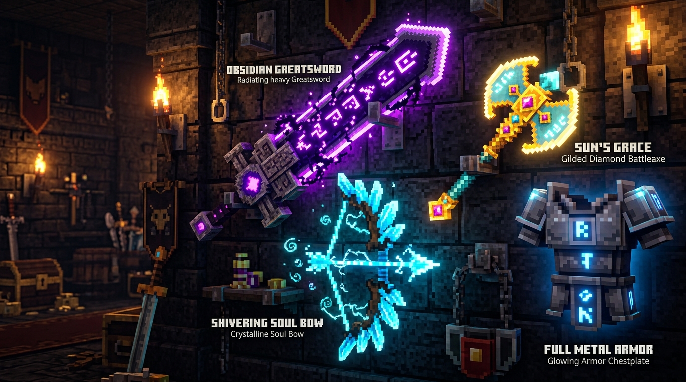 Minecraft Dungeons 2 Weapons Arsenal Display